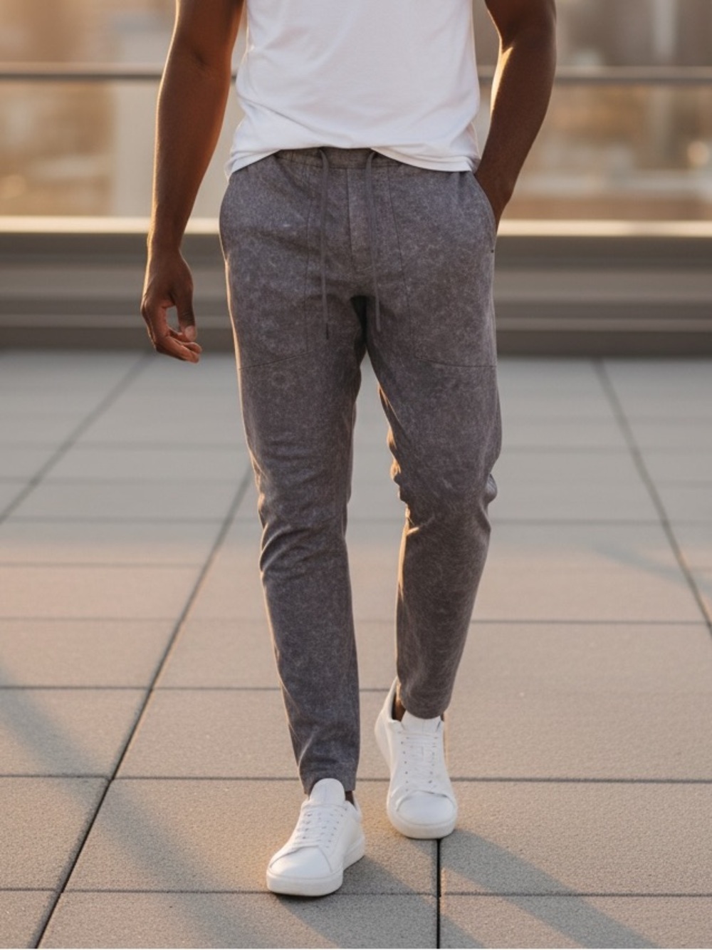 LULULEMON Men’s Textured Tech Pant Joggers Grey Marbled